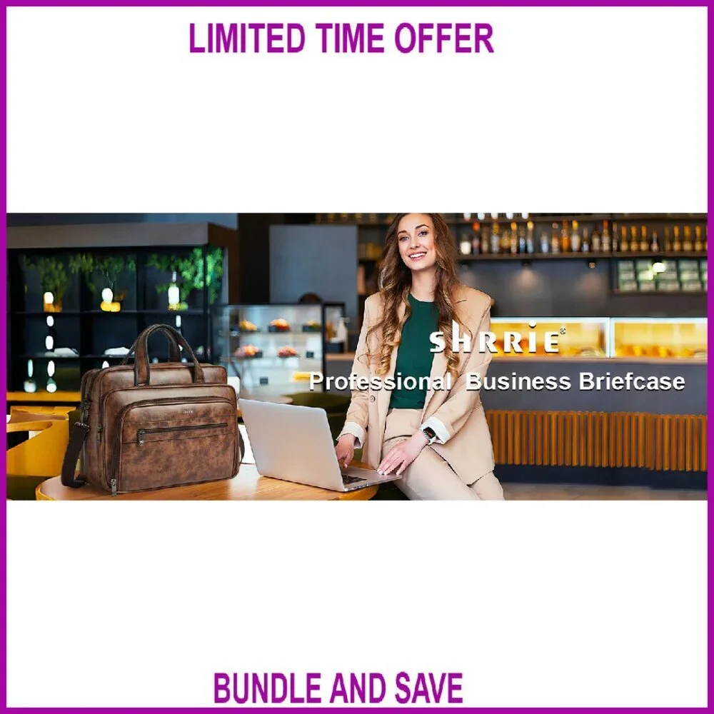 17 Inch Leather Laptop Messenger Bag Water-Resistant Large Shoulder Satchel